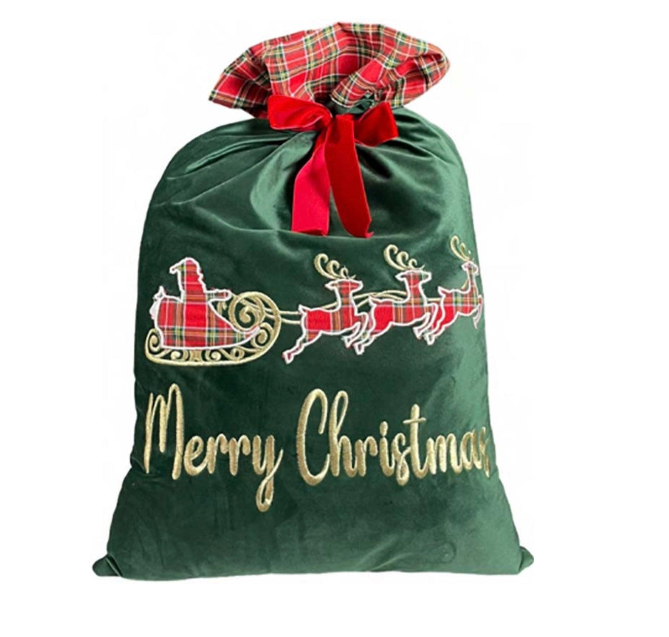 Sacco natalizio con slitta e scritta merry christmas 70x48 - Clodette