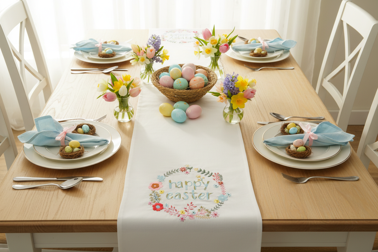 Runner con ricamo Hippie Easter 140x50 - Clodette