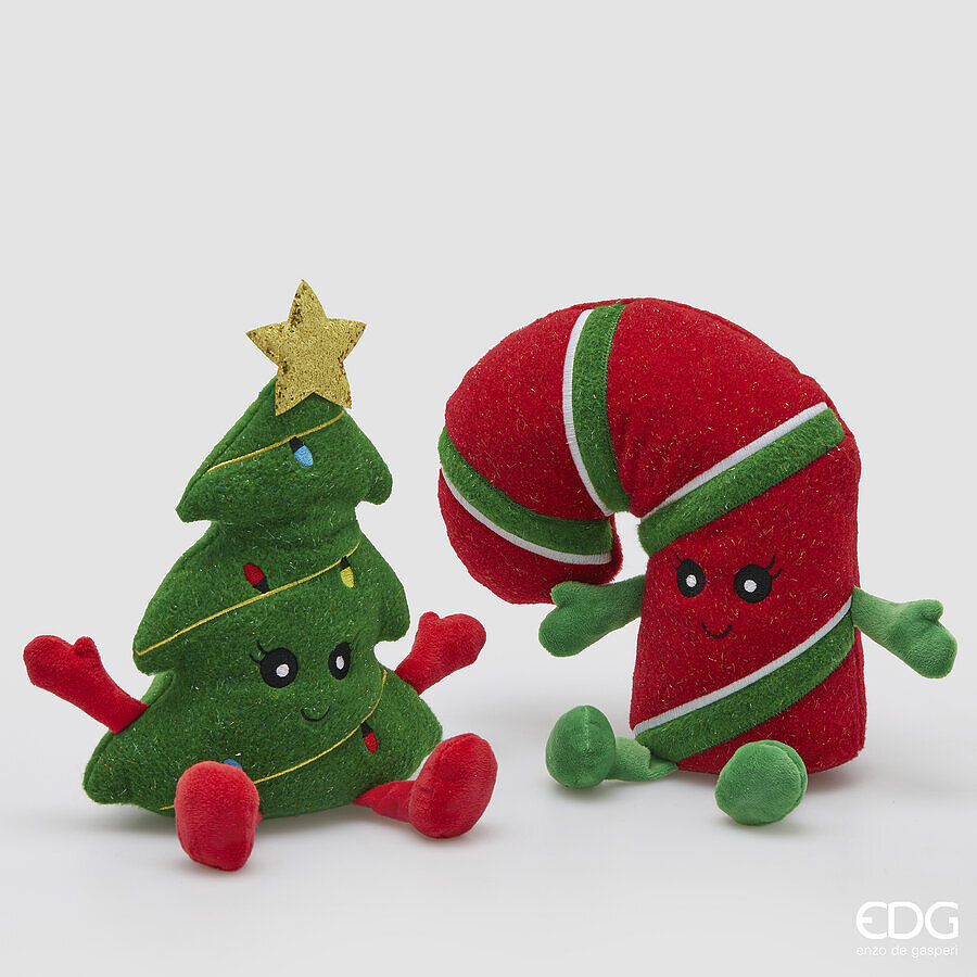 Decoro Bastone di zucchero e Albero di natale in tessuto (fermaporta) - EDG