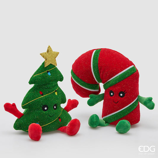 Decoro Bastone di zucchero e Albero di natale in tessuto (fermaporta) - EDG