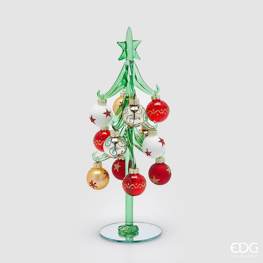Albero di natale in vetro decoro natalizio D9XH26 - EDG