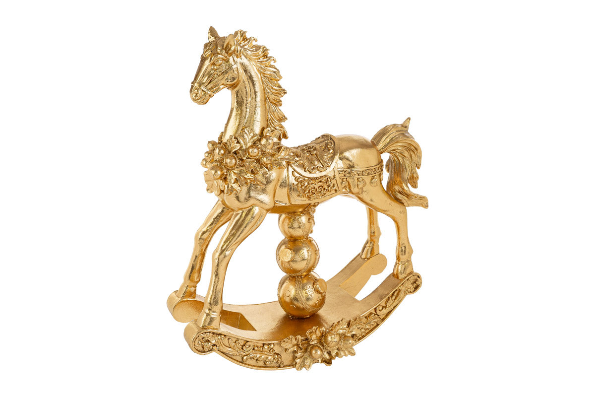 cavallo a dondolo oro decoro natalizio L35xP14xH44 - Le stelle
