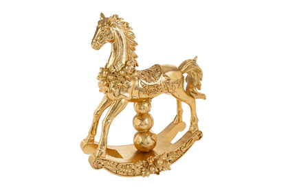 cavallo a dondolo oro decoro natalizio L35xP14xH44 - Le stelle