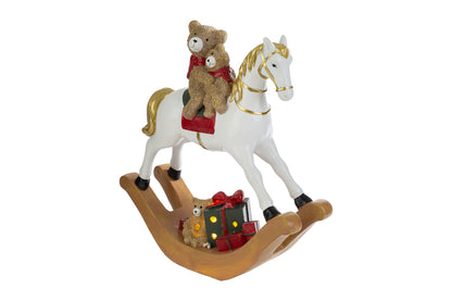 cavallo a dondolo con orsetti a led decoro natalizio L27xP8xH28 - Le stelle