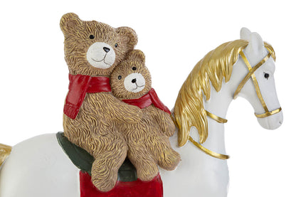 cavallo a dondolo con orsetti a led decoro natalizio L27xP8xH28 - Le stelle