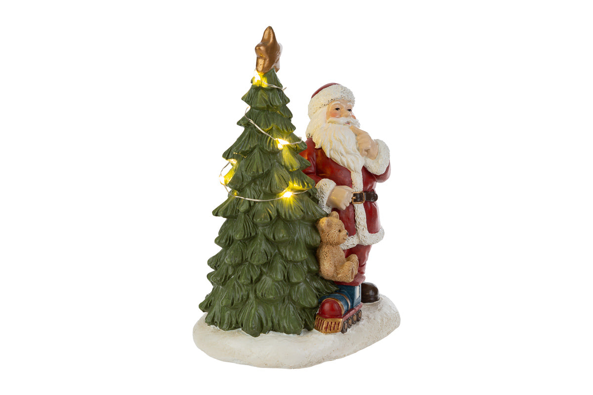 Babbonatale con albero e orso natalizio a led L13xP10xH18 - Le stelle
