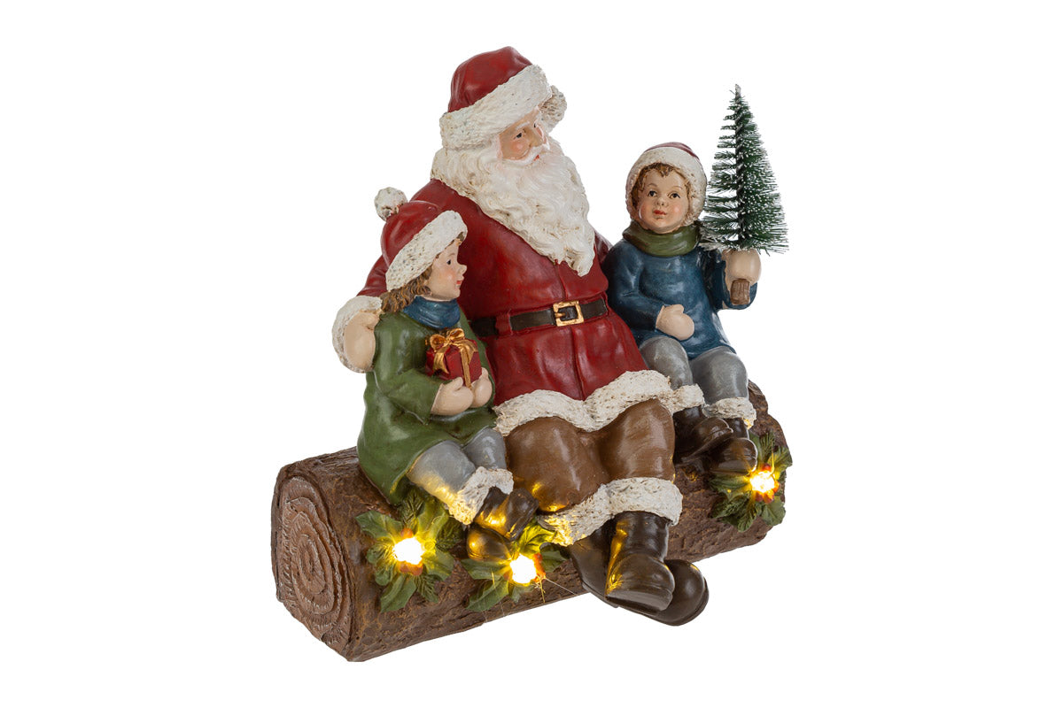 Babbonatale su tronco a led decoro natalizio L16xP12xH17 - Le stelle