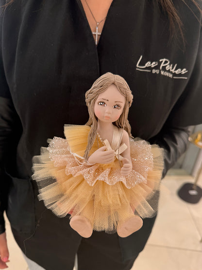 Bambola in tulle oro D12xH20