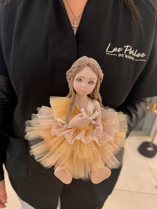 Bambola in tulle oro D12xH20