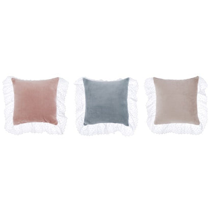 Cuscino in plaid con gala pizzo sangallo - Blanc Maricló