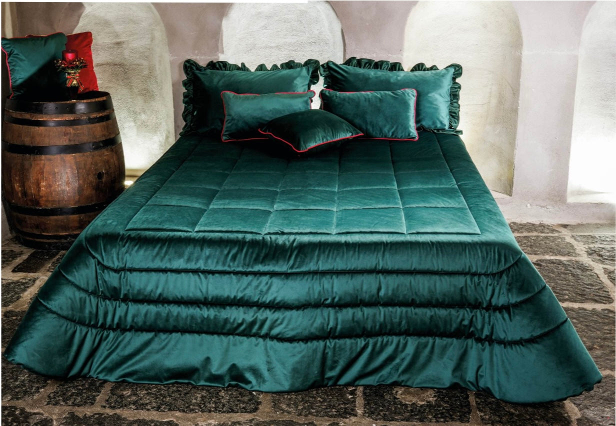 Trapunta matrimoniale in velluto Verdone 260x260 - Clodette