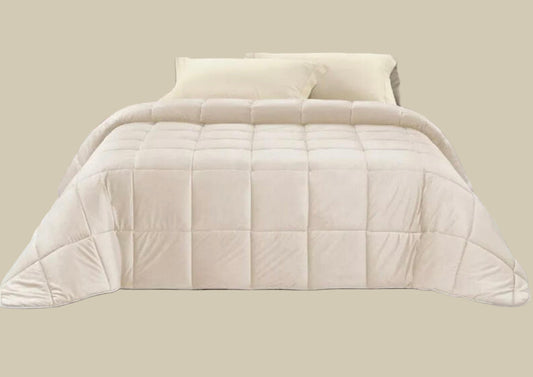 Trapunta matrimoniale ‘Quadro’ in velluto panna 260x260 - Clodette