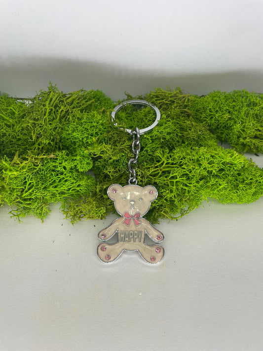 Portachiave in metallo con orsetto rosa 4x10hcm - Paben