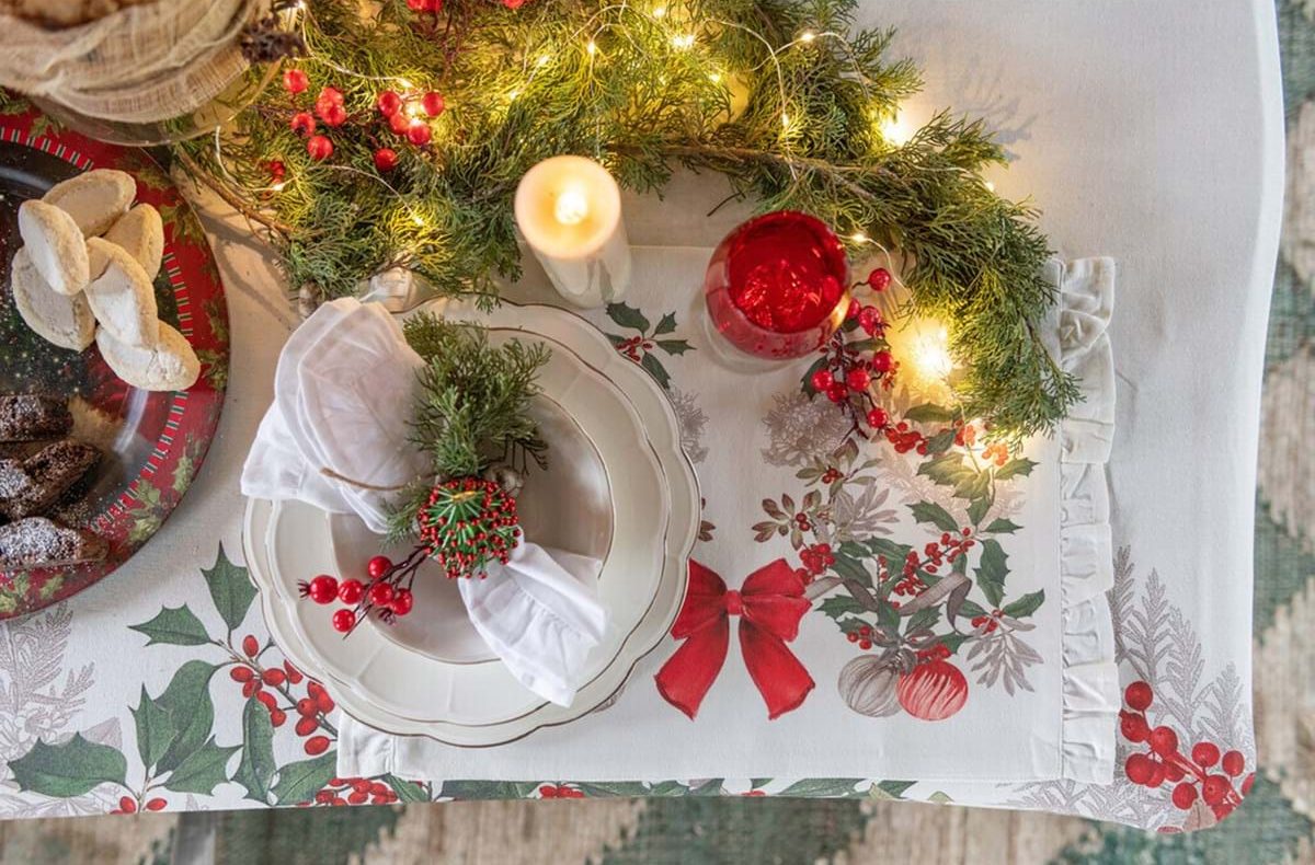 Tovaglietta con gala 'Sinfonia Natalizia' 40x33 - Blanc mariclò