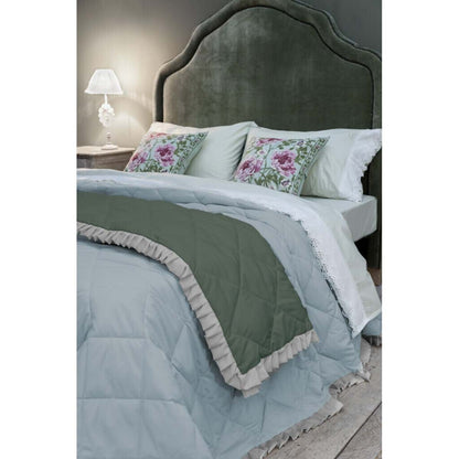 Trapunta microfibra ‘Bicolor’ verde con galletta 360GSM 220x260 - Blanc Mariclò