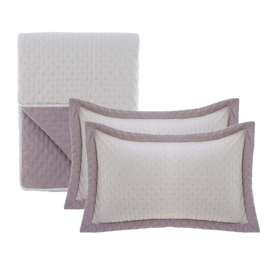 Set trapunta singola con 2 copriguanciali serie 'Bicolor' 180x260 - Blanc Maricló