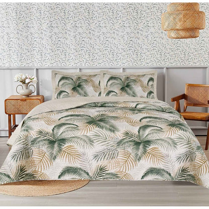 Trapunta matrimoniale con due copriguanciali serie 'Simple Border' 260x260 - Blanc Maricló