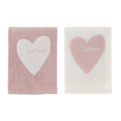 Coppia spugna con ricamo 'Mamma' - Blanc Maricló