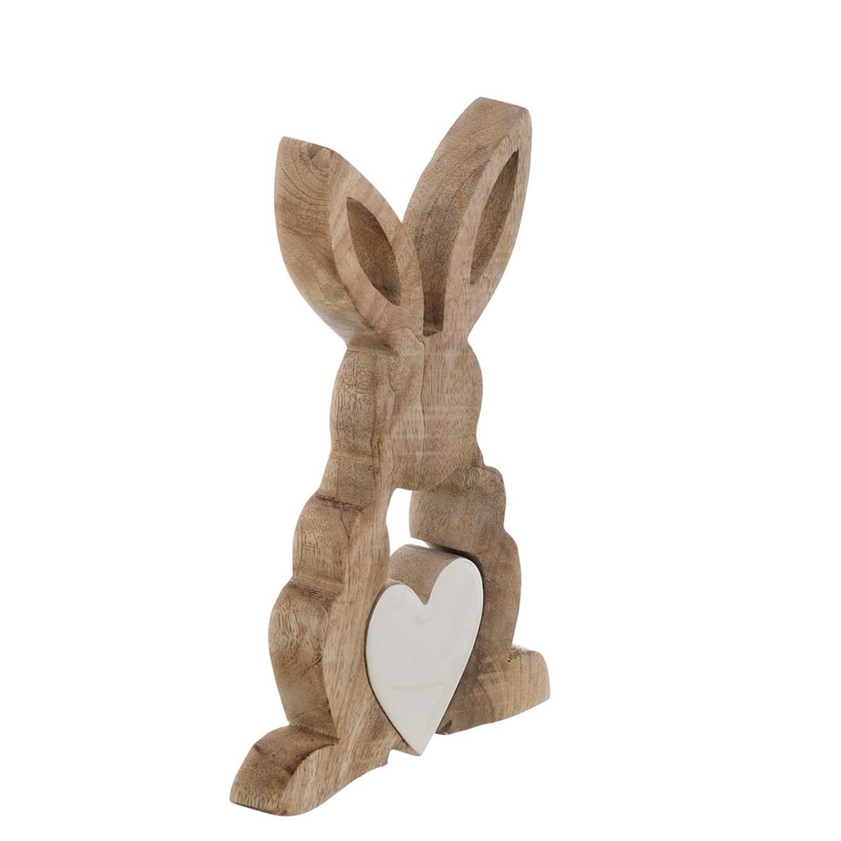 Decoro coniglietto in legno con cuore 18x2x25- Blanc Mariclò