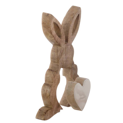 Decoro coniglietto in legno con cuore 18x2x25- Blanc Mariclò