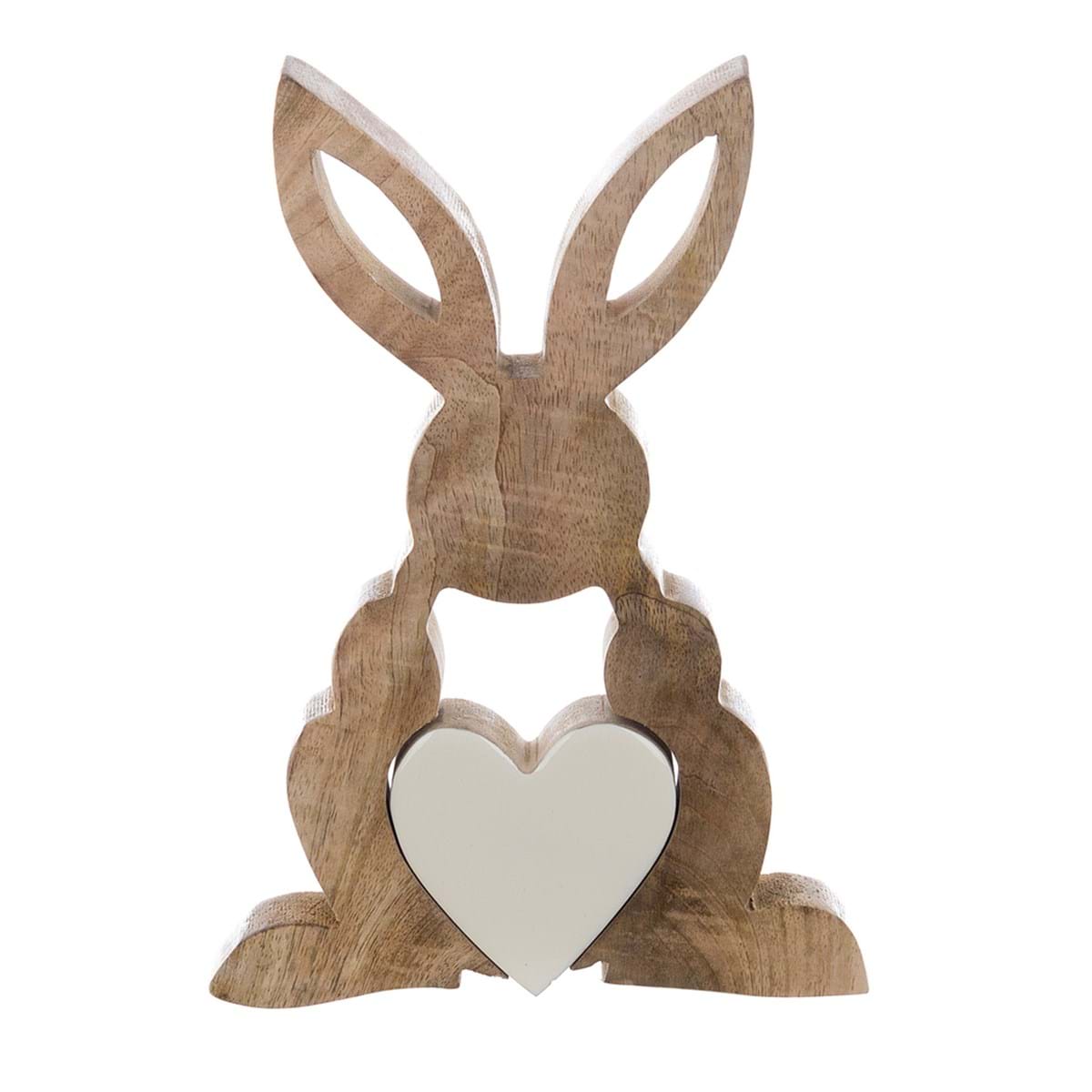 Decoro coniglietto in legno con cuore 18x2x25- Blanc Mariclò