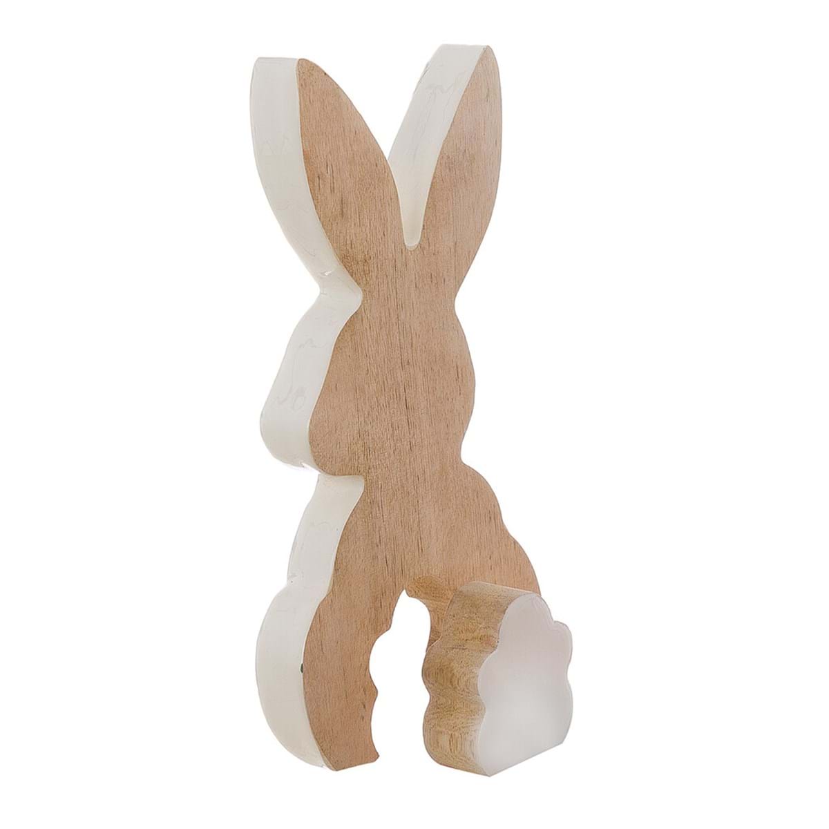 Decoro coniglietto in legno con fiore 10x2x20- Blanc Mariclò