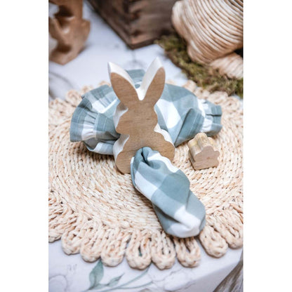 Decoro coniglietto in legno con fiore 10x2x20- Blanc Mariclò