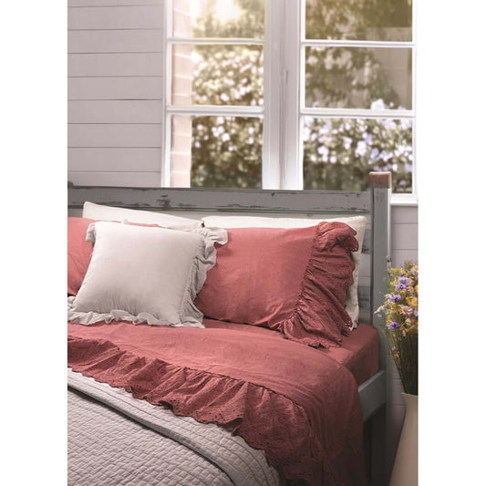 Completo letto matrimoniale (lenzuola 245x300) Sangallo rosa antico - Blanc Mariclò