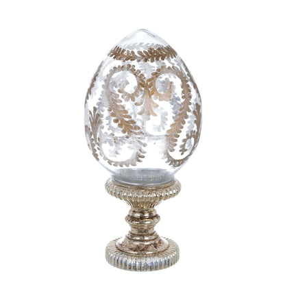 Uovo decorativo con base in vetro "Nocturna Aurea’ 19x19x36H- Blanc Maricló