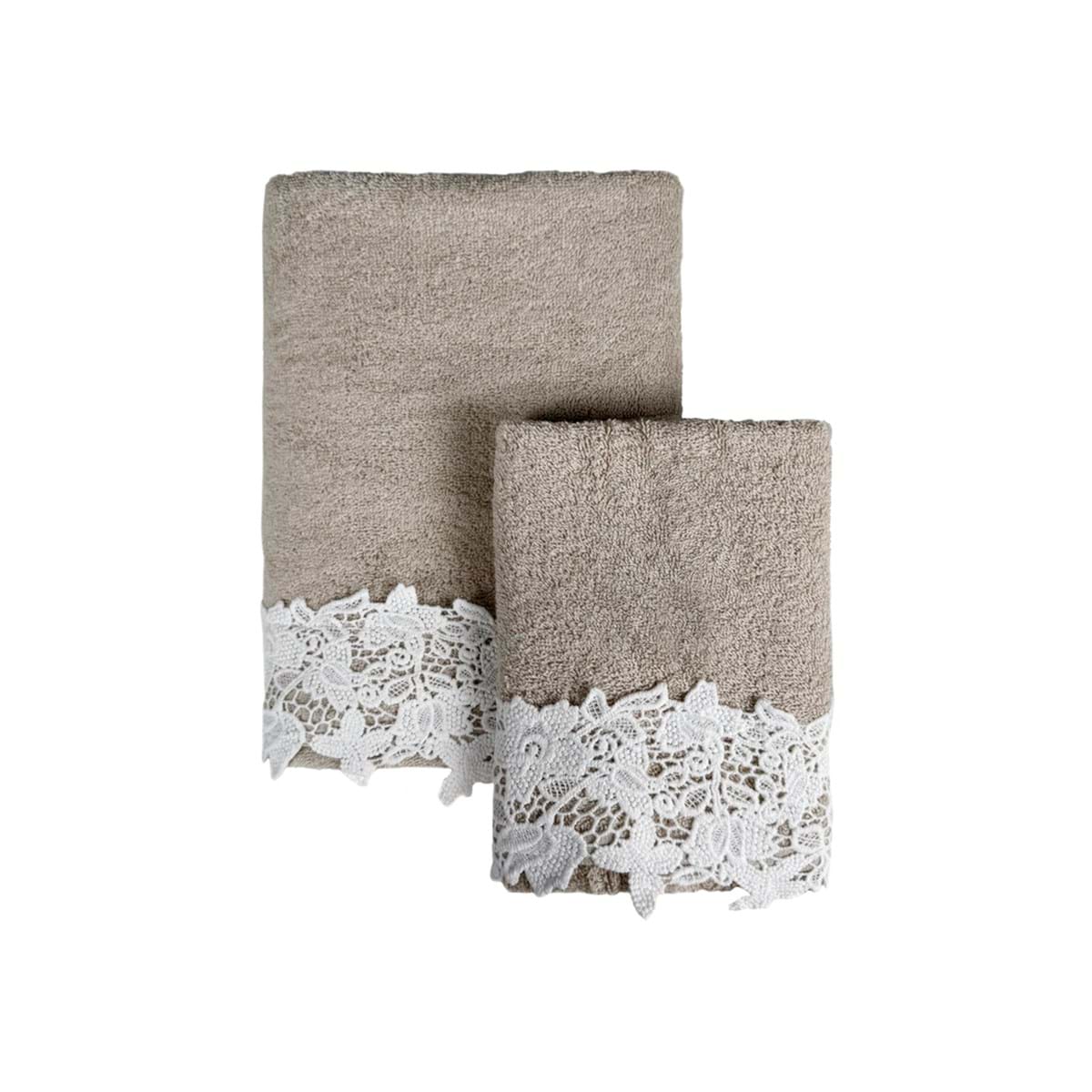 Coppia spugna collez. Merletto beige - Blanc Mariclò