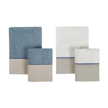 Set 2 Coppie spugna con balza azzurro - Blanc Mariclò