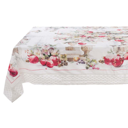 Tovaglia natalizia con gala collezione 'Giardino d'inverno' 180x280 -  Blanc Maricò