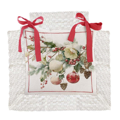 Copricuscino natalizio con gala collezione 'Giardino d'inverno'  40x40 -  Blanc Maricò