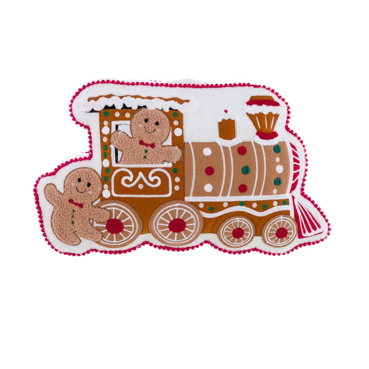 Cuscino con applicazioni sagomato treno con omino 53x33x10 - Blanc Mariclò