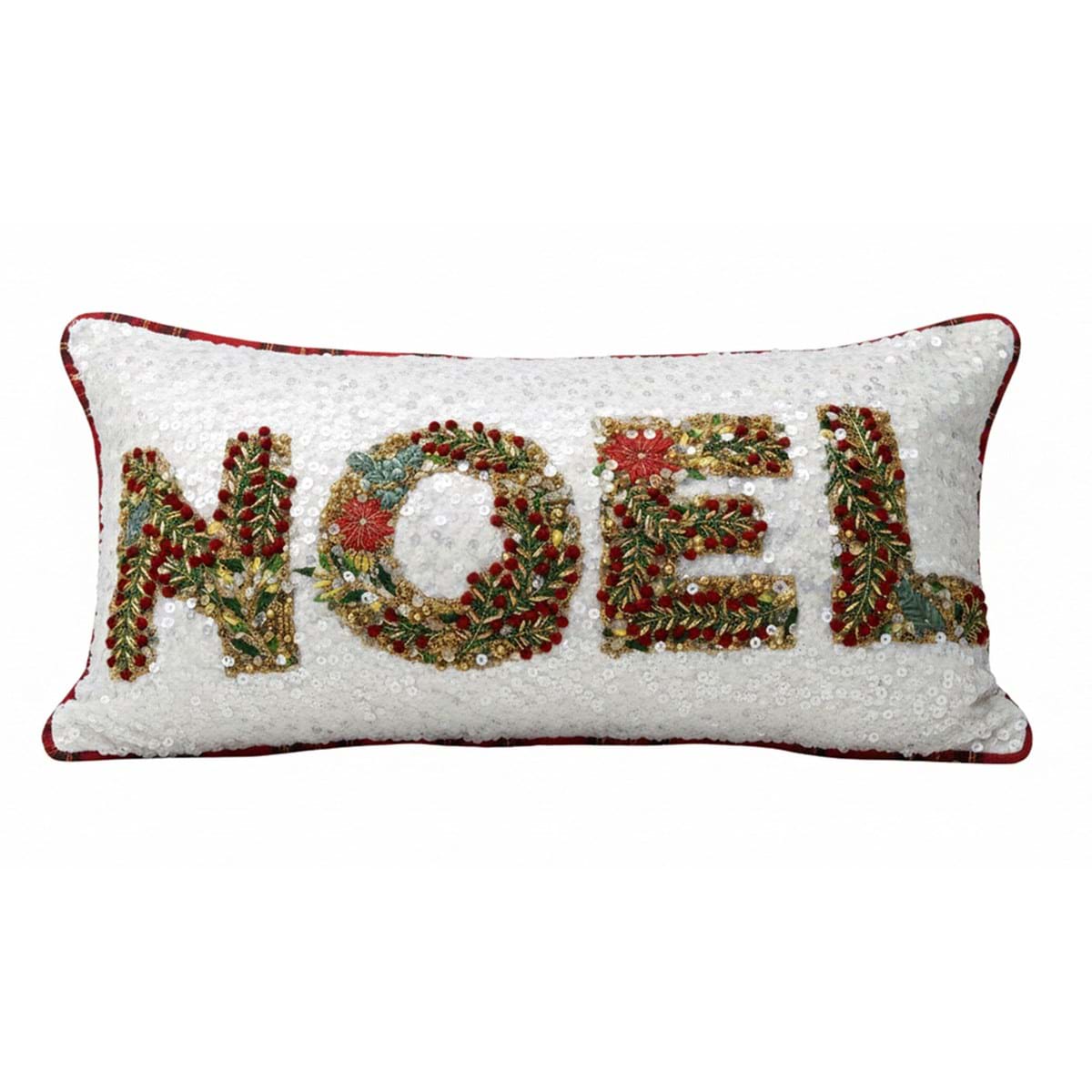 Cuscino con applicazioni e scritta 'NOEL' 35x60 - Blanc Mariclò