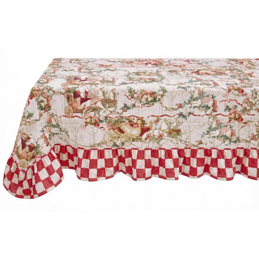 Tovaglia natalizia con gala collezione 'Calessi e Calessini' 190x310 -  Blanc Mariclò