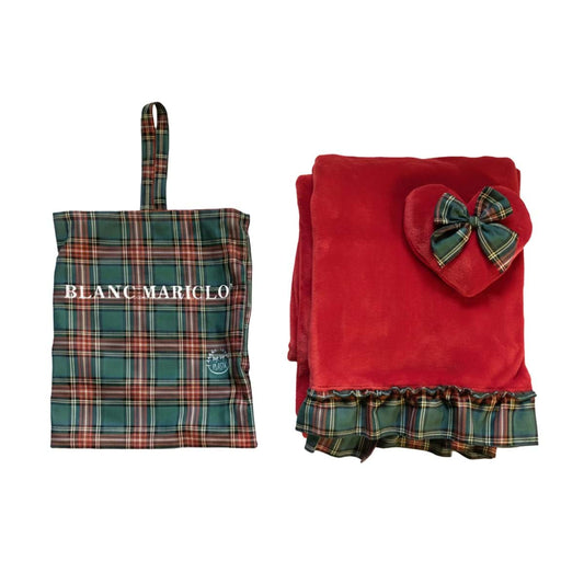 Plaid natalizio con gala e applicazione cuore 140x170 - Blanc Maricló