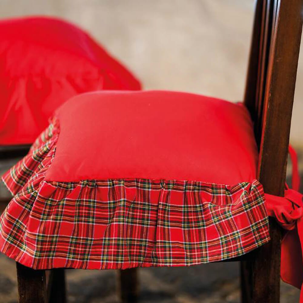 Copricuscino in cotone e balza in tartan serie ‘Magnific’ - Clodette