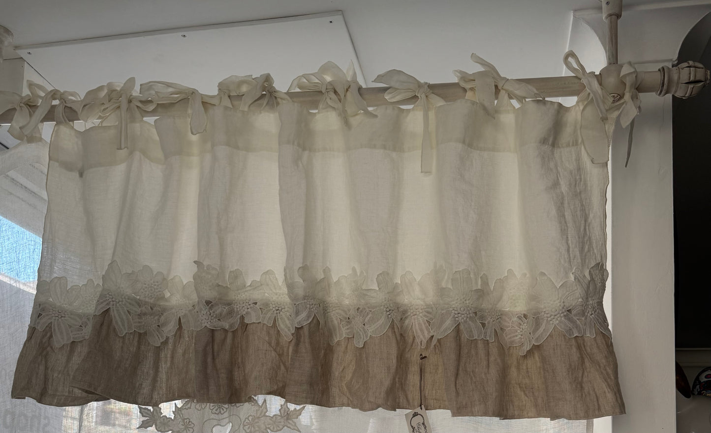 Mantovana in pizzo Fleuri 160x55H colore argilla - Chez moi