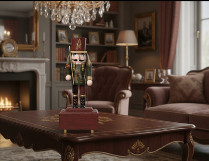 Decoro natalizio schiaccianoci in legno con carillon 12x10x30h - Kaemingk