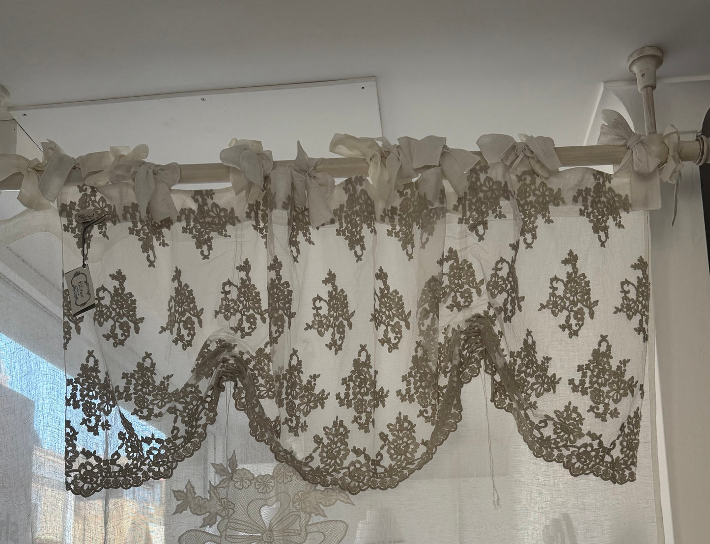 Mantovana in pizzo Flora 160x50H colore argilla - Chez moi