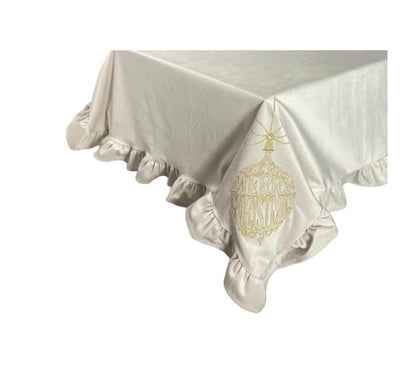 Tovaglia natalizia con sfera e scritta ‘Merry Christmas’ 100x100 - Clodette