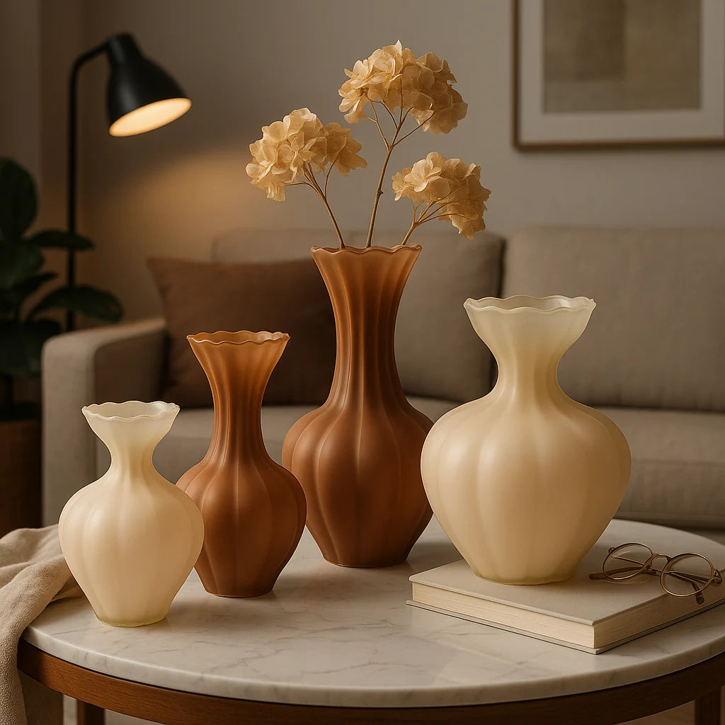 Vaso in vetro 'Flow Sinuoso' avorio D30,50xH19.50 - EDG