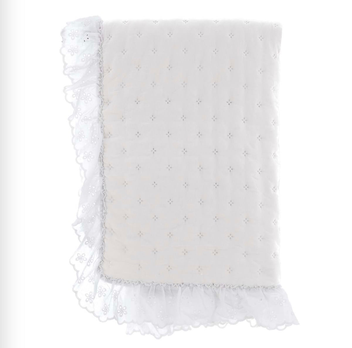 Trapunta singola serie con gala in pizzo sangallo 180x260 - Blanc Maricló