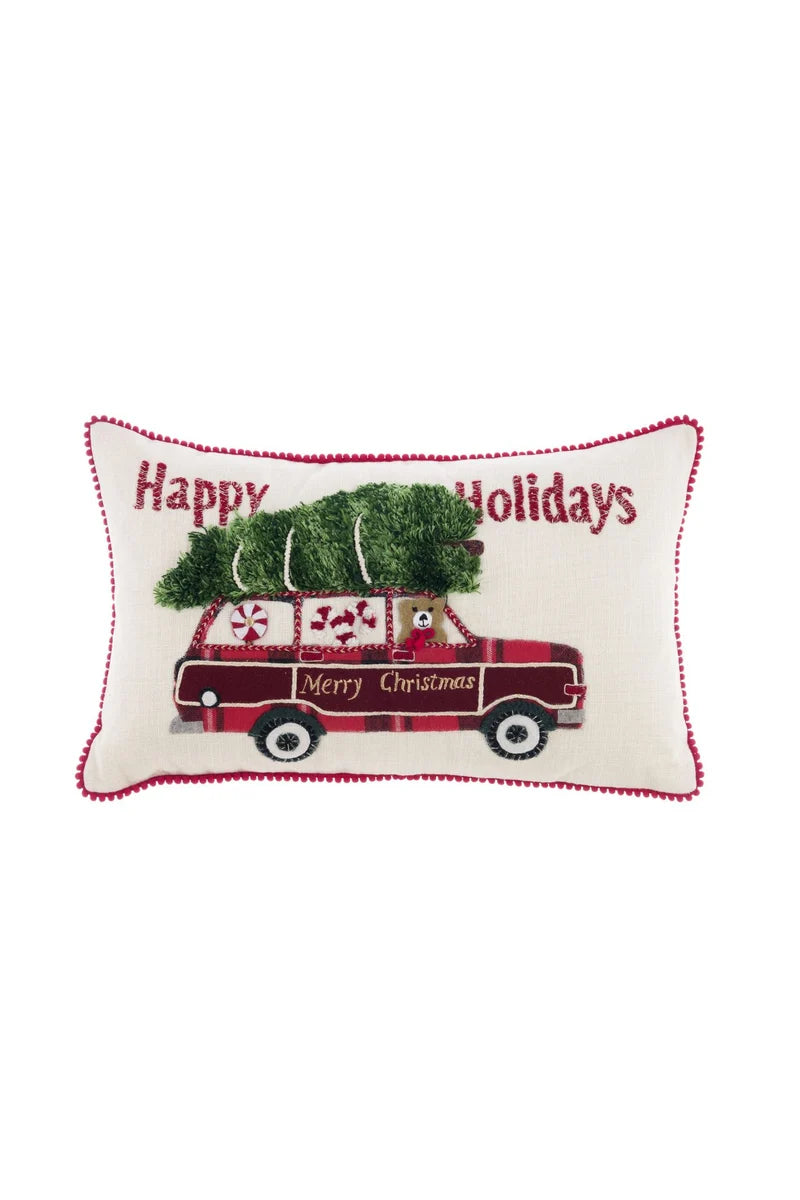 Cuscino con applicazioni 'Happy Holidays' 30x50 - Blanc Mariclò