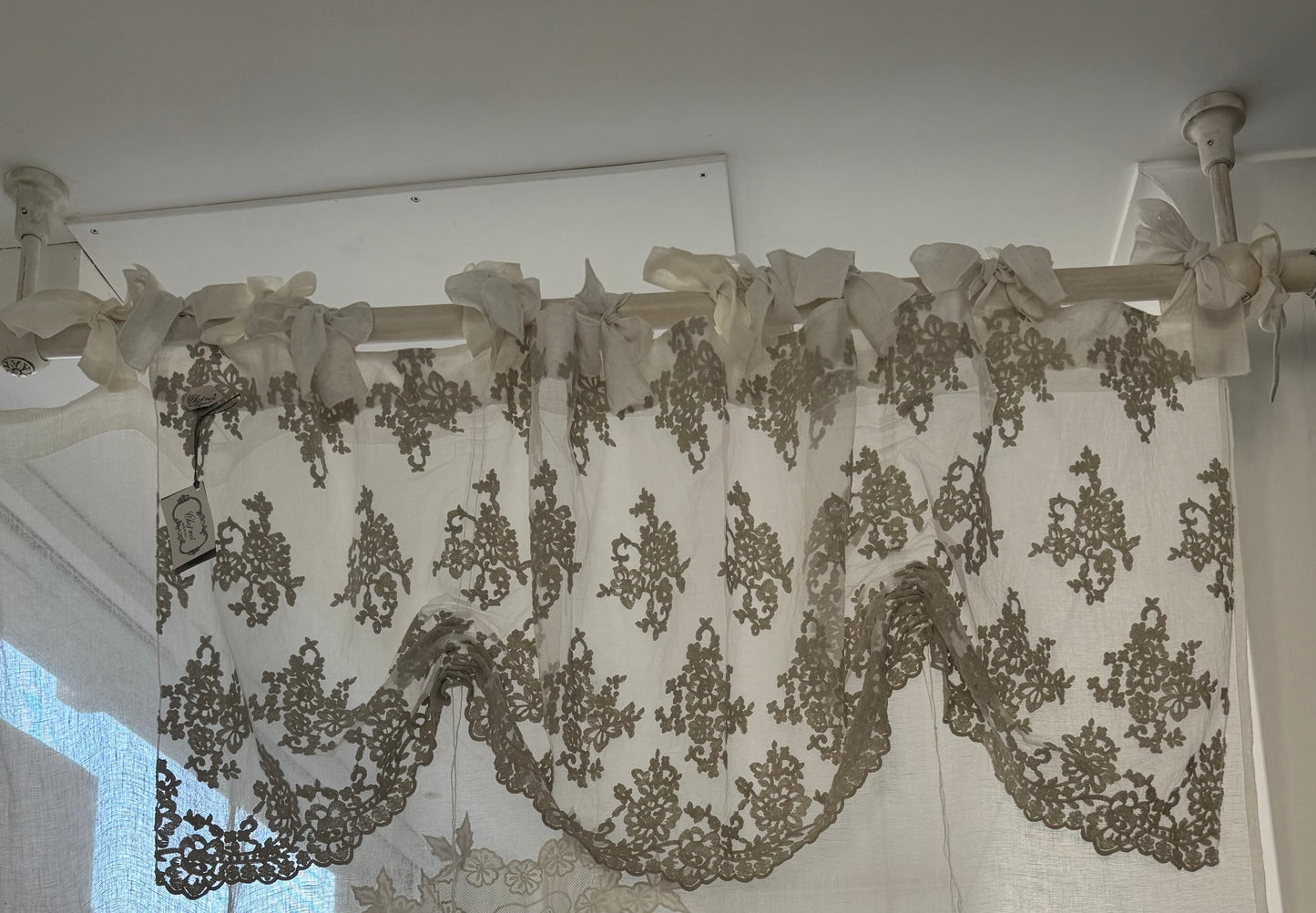 Mantovana in pizzo Flora 160x50H colore argilla - Chez moi