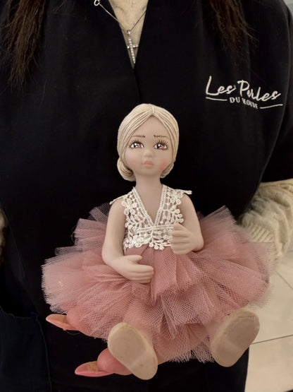 Bambola in tulle rosa D12xH20