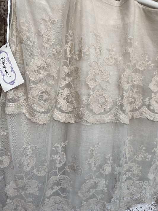 Mantovana pizzo Retró 160x55H colore argilla - Chez moi