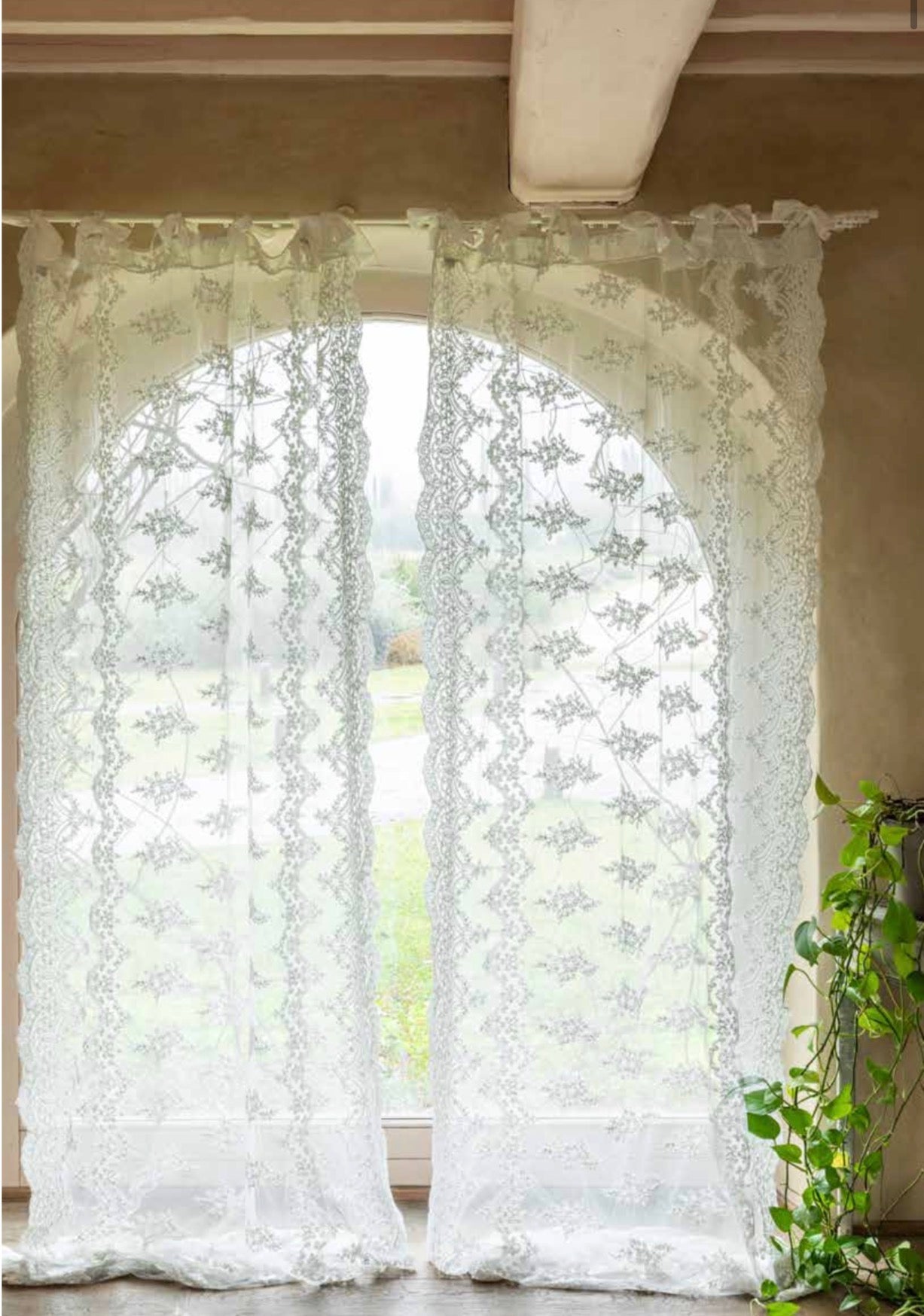 Tenda con passante bastone e fiocchi linea 'Simposio' 120x300 - Chez Moi
