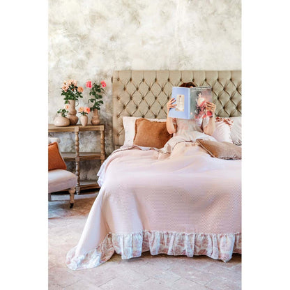 Trapunta matrimoniale con gala serie Toile de Jouy 250x250 - Blanc Maricló